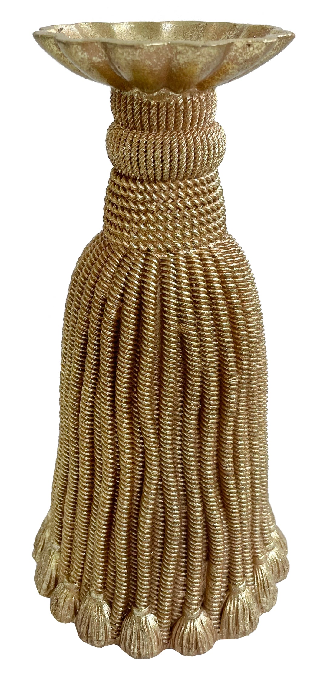 Bougie décorative en résine dorée - forme pompon (tassel) noel, fetes, mariage