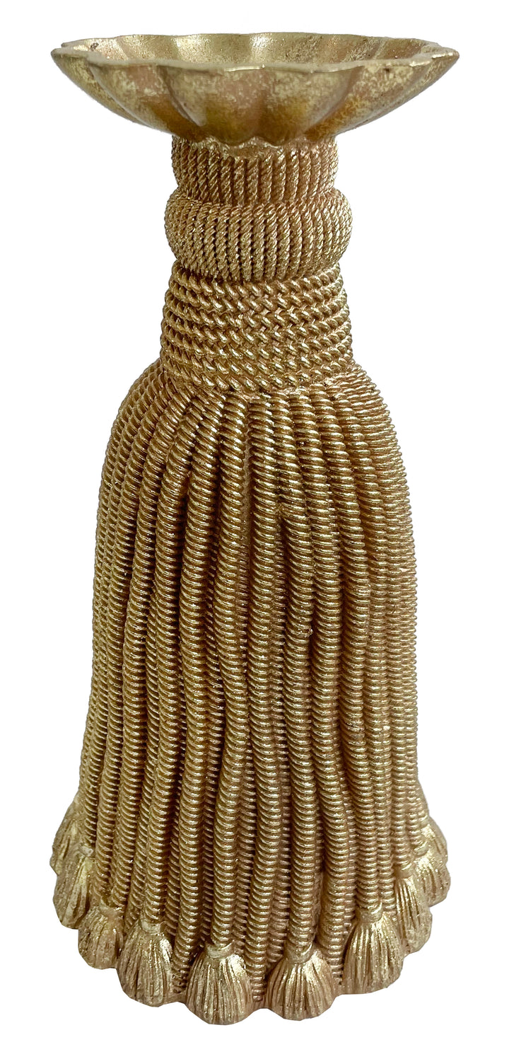 Bougie décorative en résine dorée - forme pompon (tassel) noel, fetes, mariage