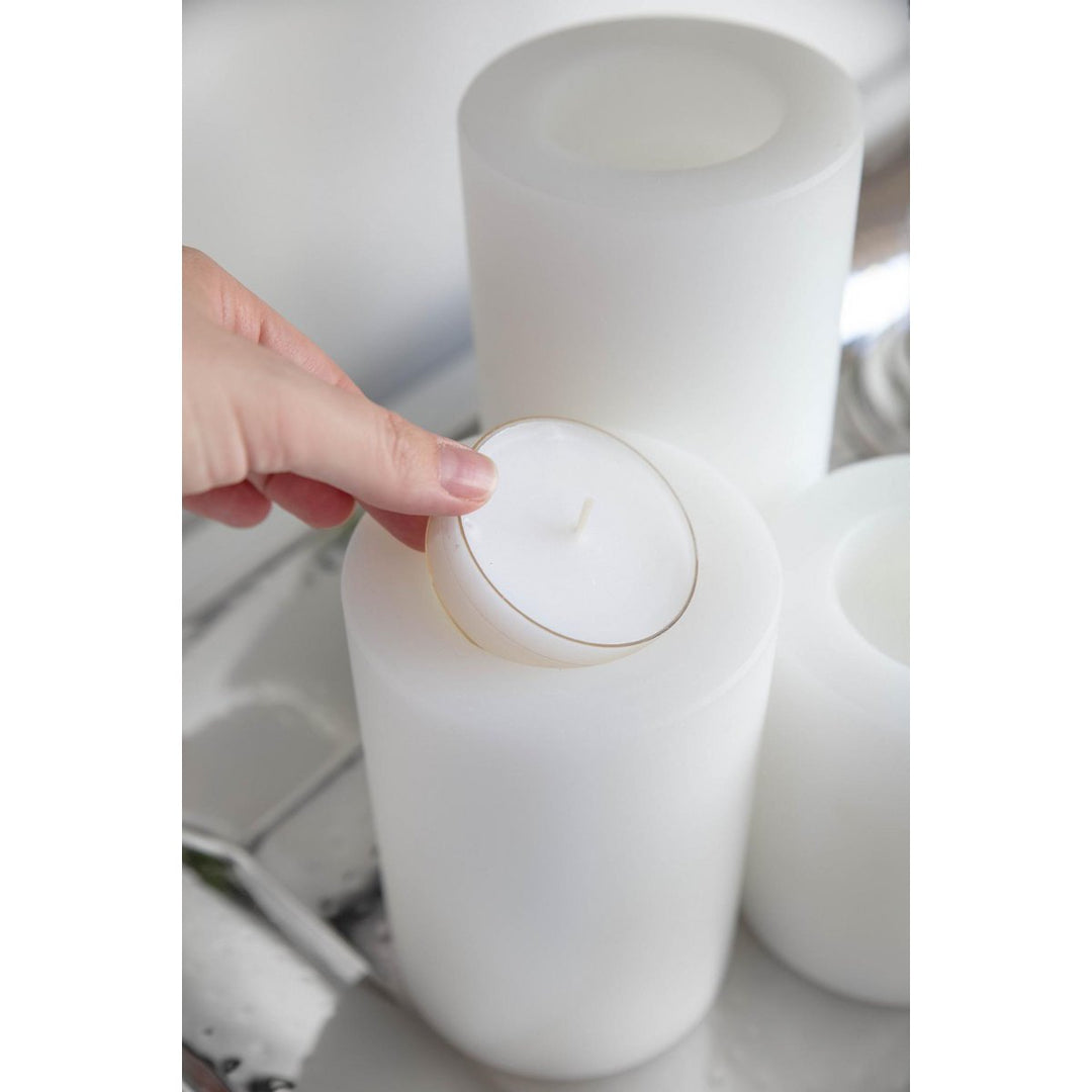 Bougie permanente Cornelius (hauteur 12 cm, Ø 8 cm), blanche, photophore 