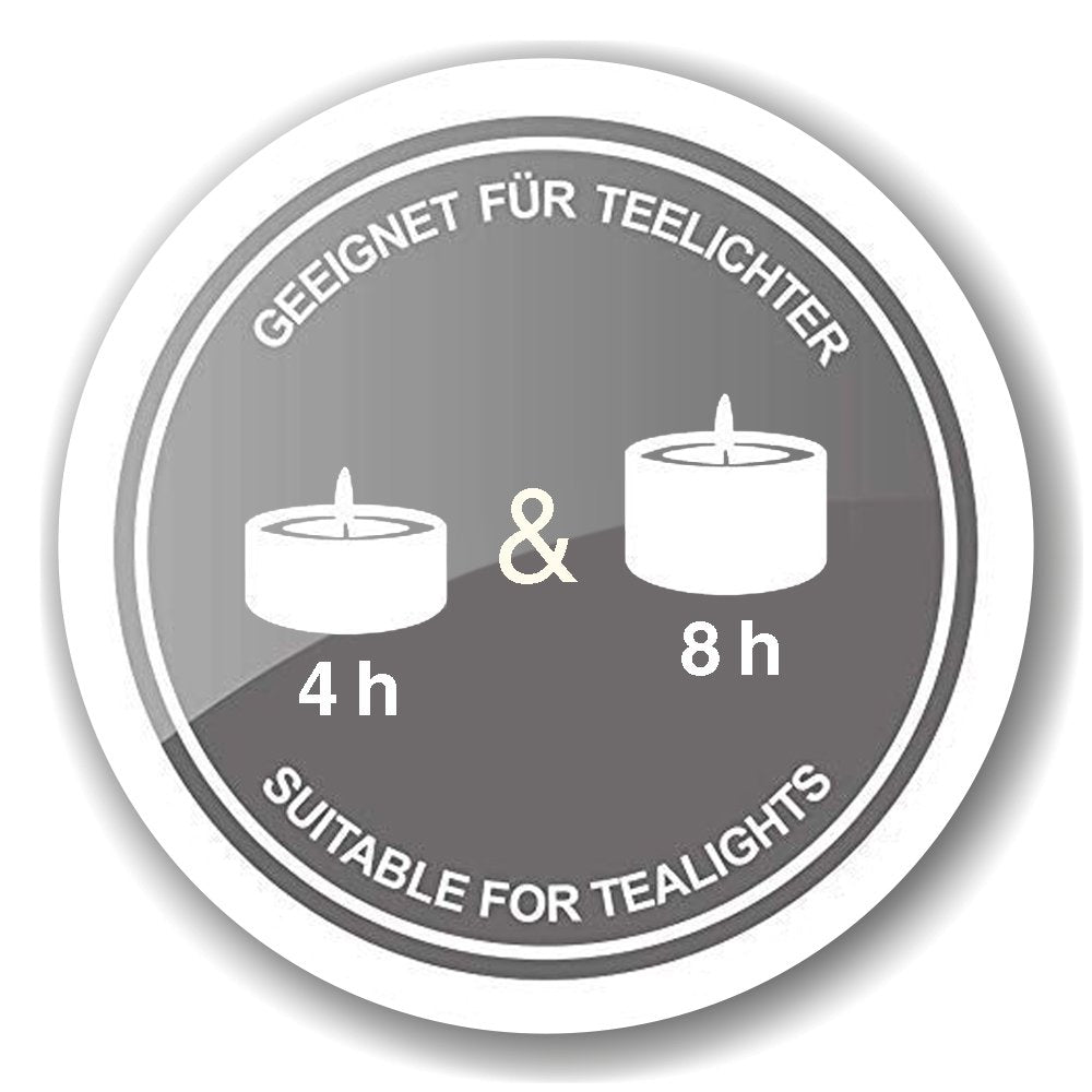 Bougie permanente Cornelius (hauteur 9 cm, Ø 16 cm), blanche, photophore pour 3 chauffe-plats, résistant