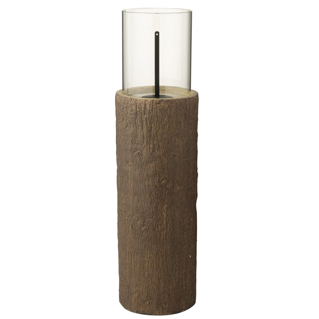 Brasero -Imitation tronc d'arbre - magnésium - marron 
