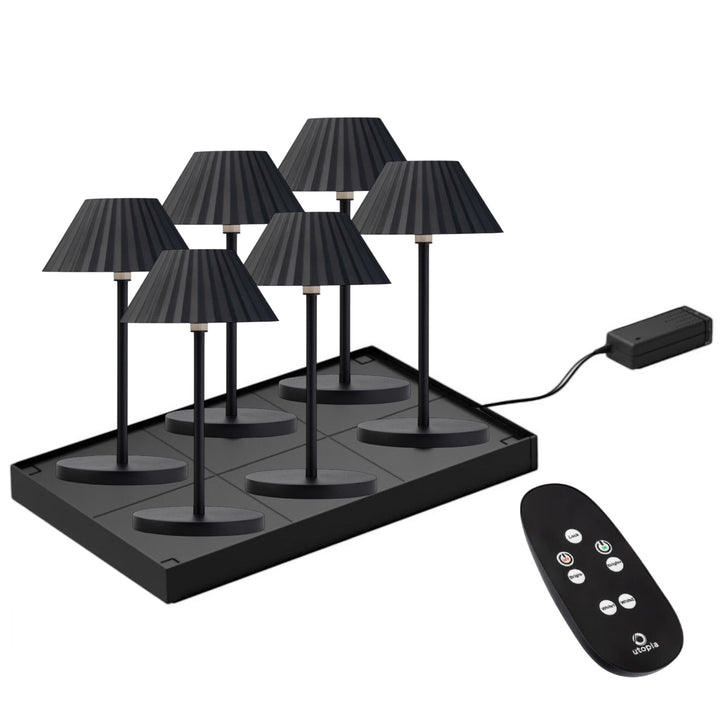 Set de 6 Lampes Rechargeables sans fil Aruba Noir H23 cm pour Horeca