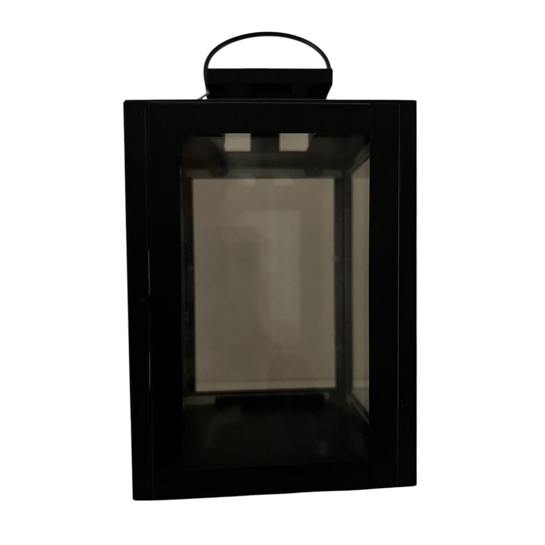 Lanterne Noir Hauteur 21  cm  et 6  bougies LED en cire offertes