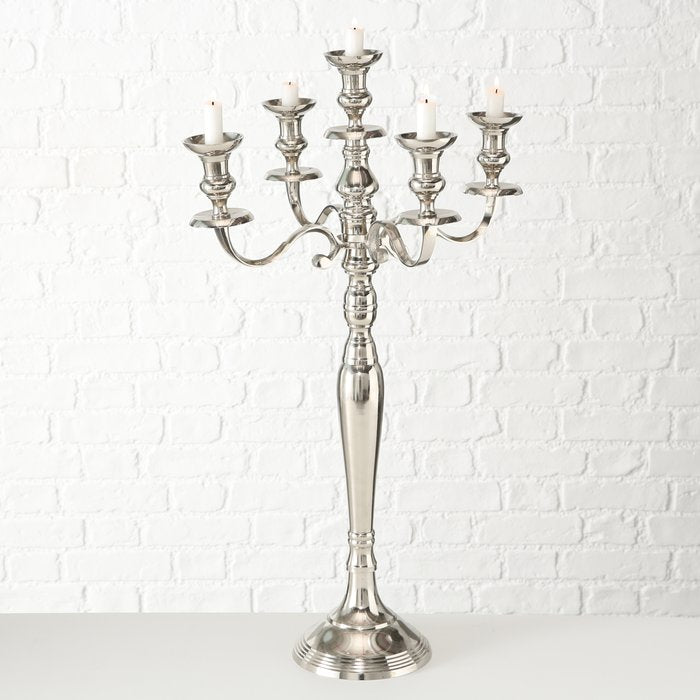 Chandelier 5 bars argenté H73,5 cm pour mariages
