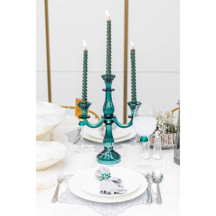 CHANDELIER EN  VERRE TURQUOISE 3 BRAS