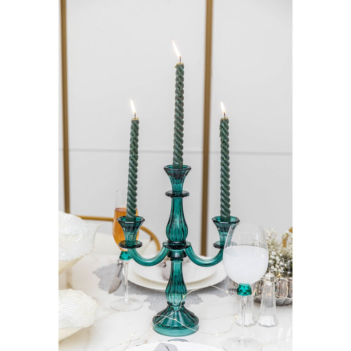 CHANDELIER VERRE TURQUOISE 3 BRANCHES