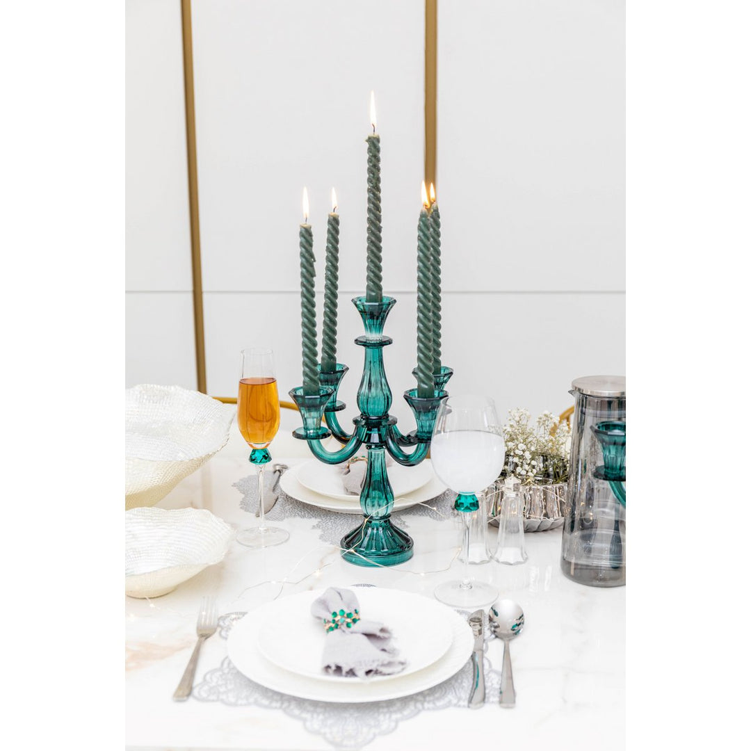 CHANDELIER VERRE TURQUOISE 5 BRANCHES