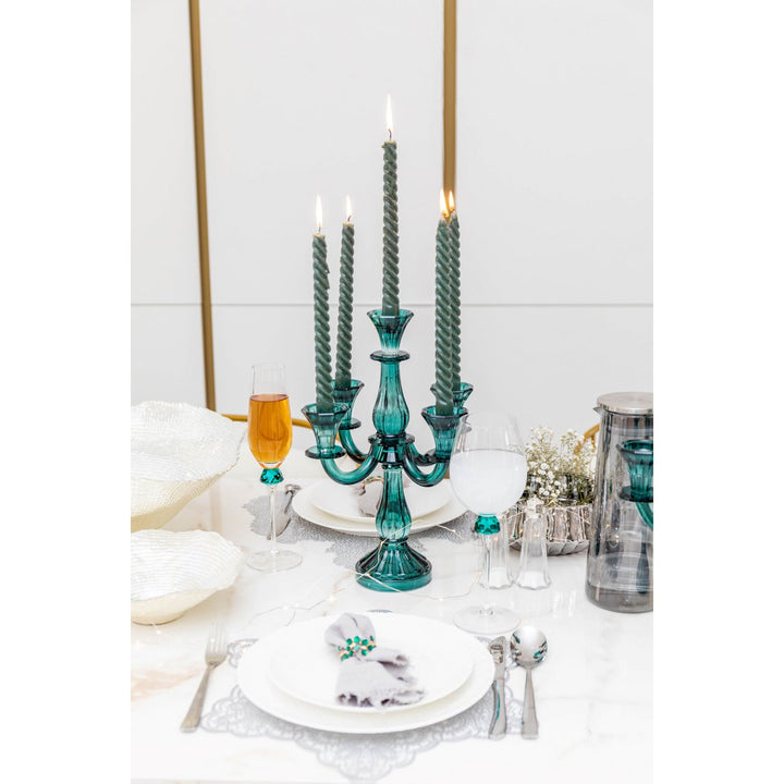 CHANDELIER VERRE TURQUOISE 5 BRANCHES