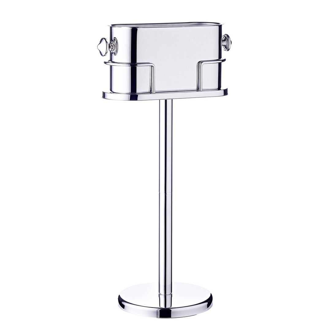 CHARIER DE VIN LEO (Hauteur 79 cm) sur le support, en acier inoxydable, émaillé poli