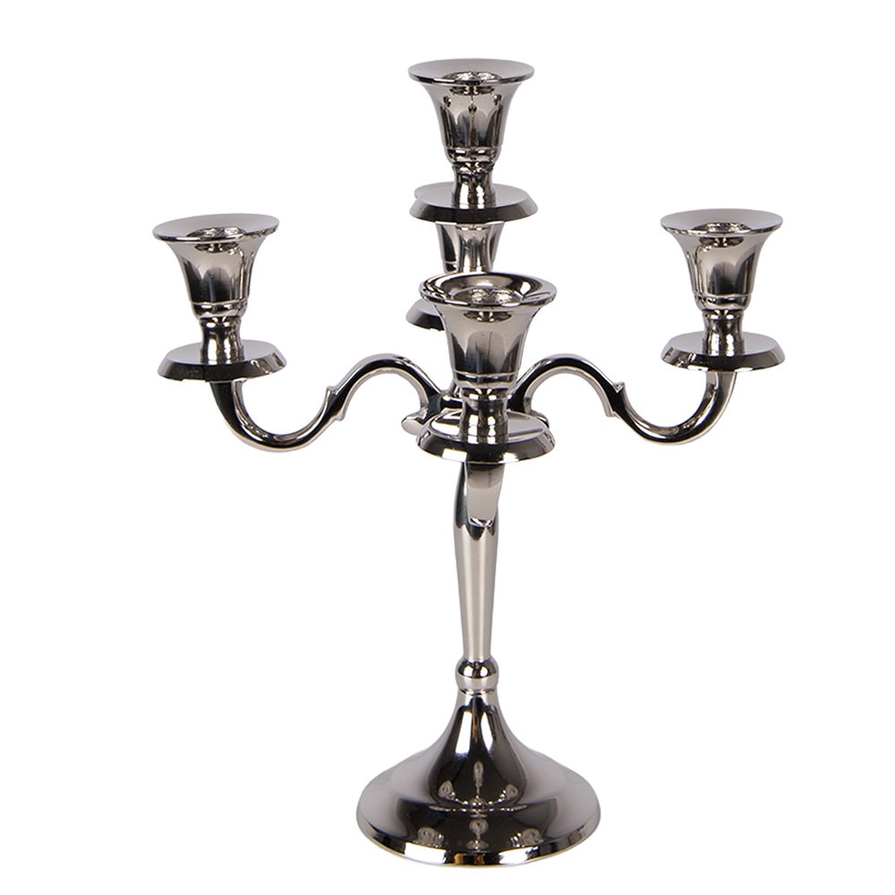 Chandelier à 5 Bras – Décoration de Table pour Réceptions, Mariages et Événements 22x22x28 cm Aluminium argenté