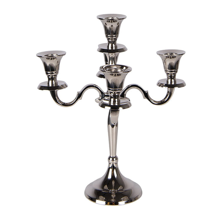 Chandelier à 5 Bras – Décoration de Table pour Réceptions, Mariages et Événements 22x22x28 cm Aluminium argenté
