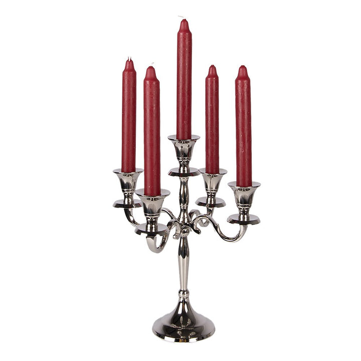 Chandelier à 5 Bras – Décoration de Table pour Réceptions, Mariages et Événements 22x22x28 cm Aluminium argenté