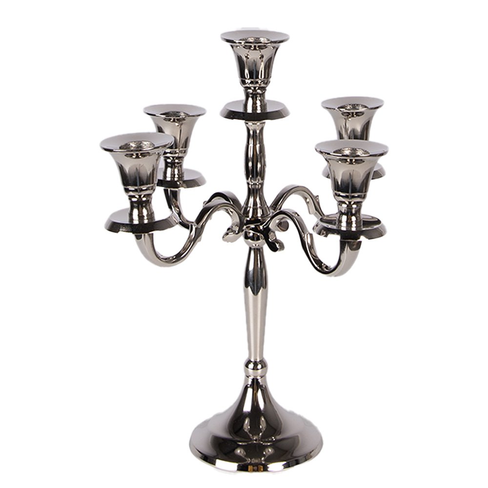 Chandelier à 5 Bras – Décoration de Table pour Réceptions, Mariages et Événements 22x22x28 cm Aluminium argenté