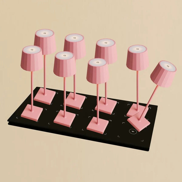 Combi Set Professional - 8 lampes Wouter Flamingo Rose + 1 station Qi-Technology-Pour restaurants,événementiel et hotels