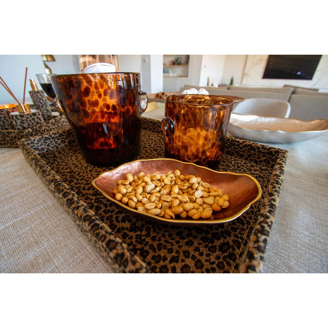 Coupelle ovale brun bord doré pour les fetes