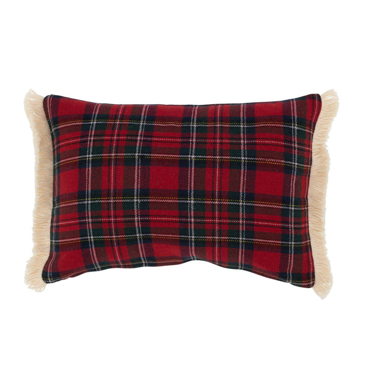 Coussin carreaux Bonheur - rouge/vert