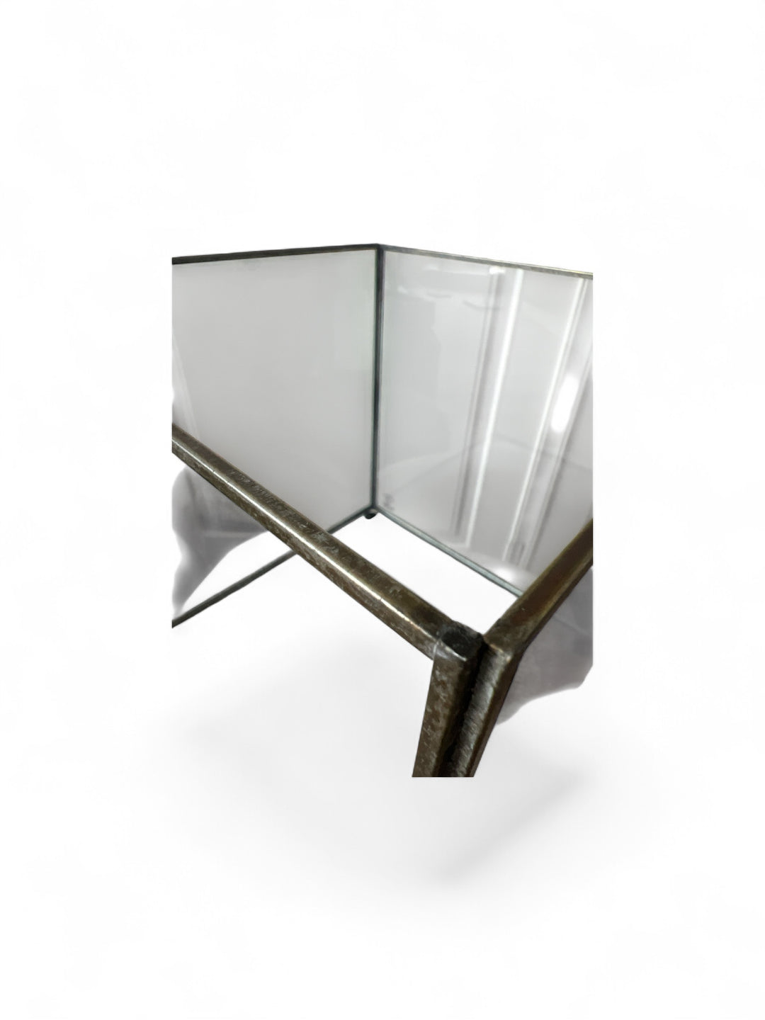 Lanterne sans anse laiton antique avec verre