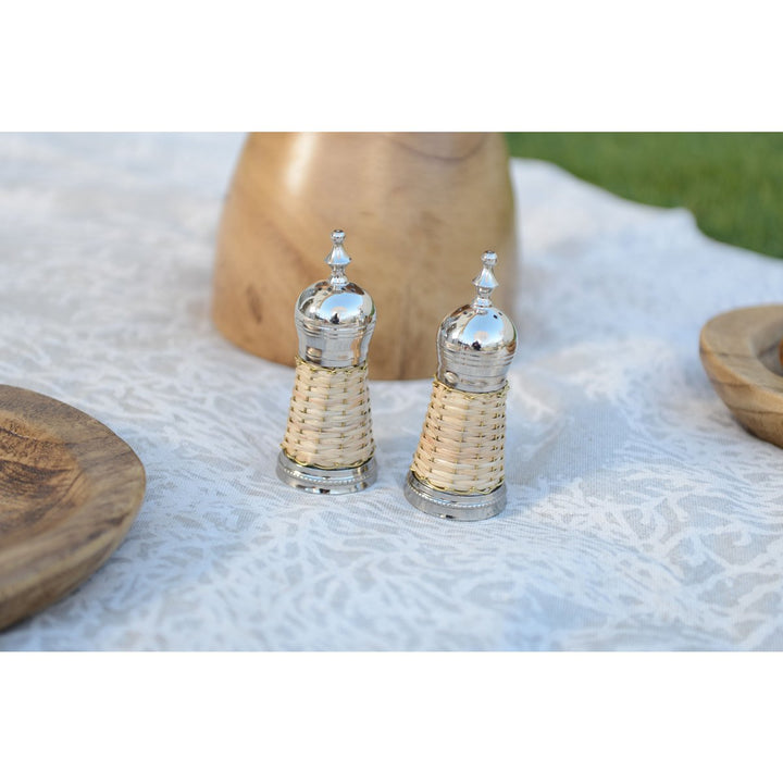 Duo Salière  et Poivrière en osier beige
