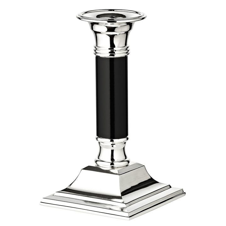 EDZARD Lincoln Noir  H 15 cm | Bougeoir Argenté Anti-Ternissement