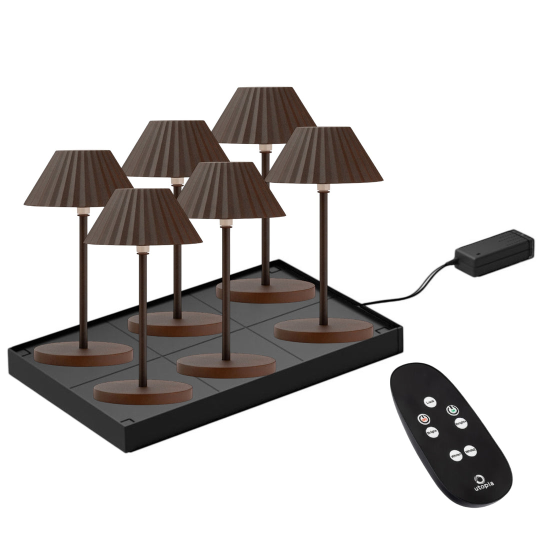 Set de 6 Lampes Rechargeables sans fil Aruba Chocolat H23 cm pour Horeca