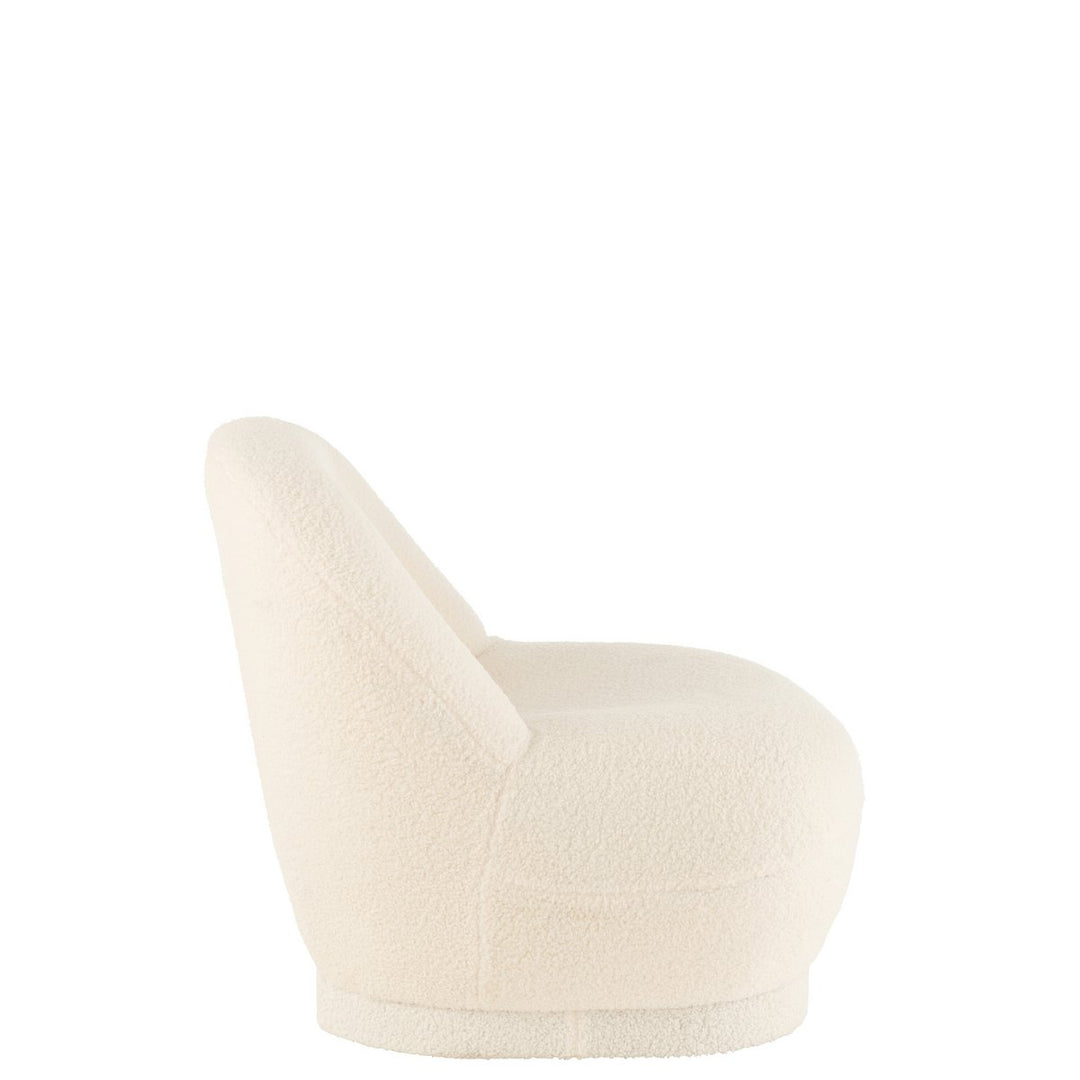 Fauteuil Teddy Bouclé - Velours - Blanc doux