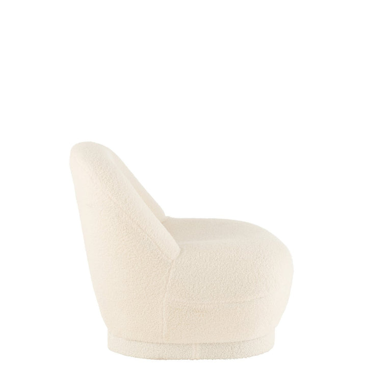 Fauteuil Teddy Bouclé - Velours - Blanc doux