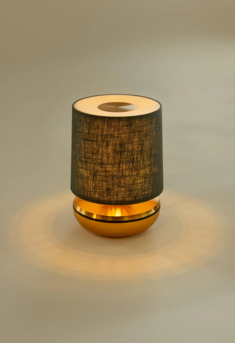 Set de 6 lampes FIREFLY Or & Abat-Jour en lin vert émeraude | LAMPE LED RECHARGEABLE (Copie)
