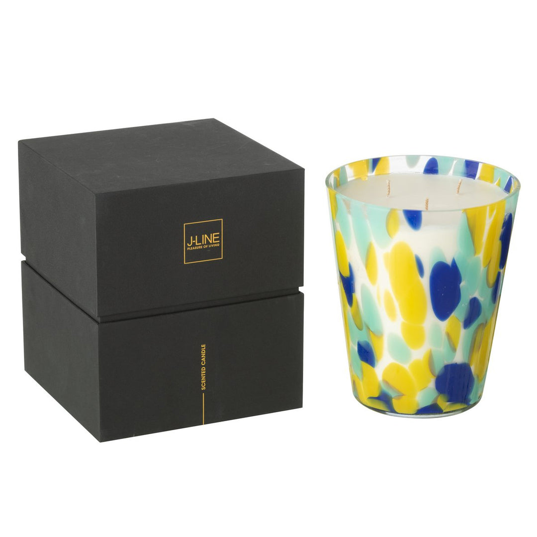 GRANDE BOUGIE 95H TACHE COLRE JAUNE TURQUOISE BLEU