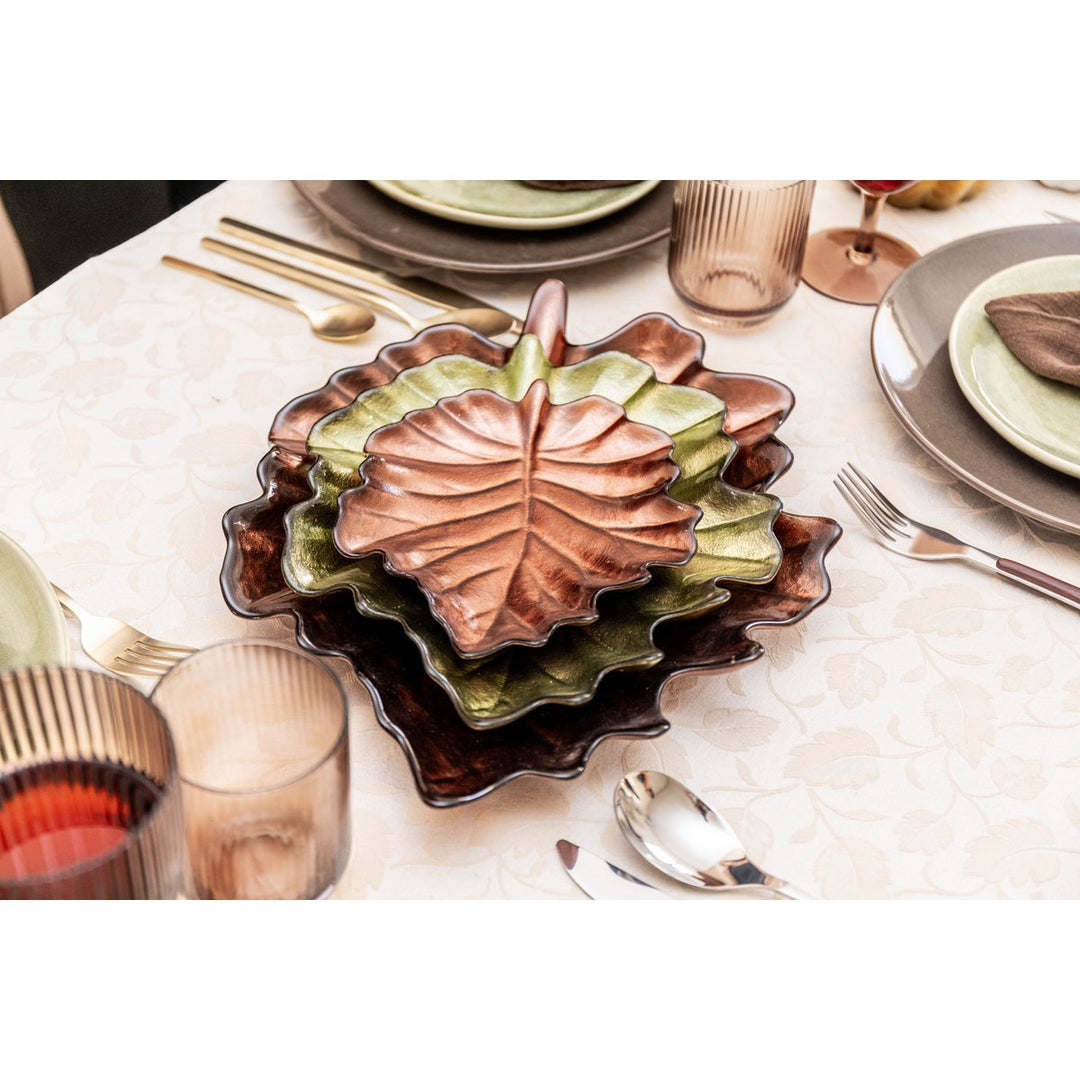 Grande Assiette en forme Feuille Brune decoration fete