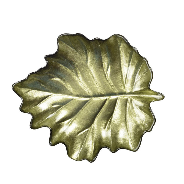 Grande Assiette en forme Feuille Verte