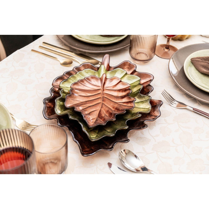 Grande Assiette en forme Feuille Verte pour deco noel