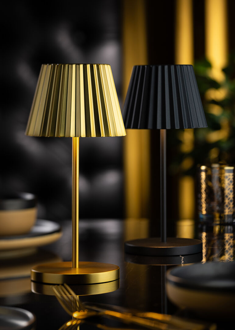 Set de 6 lampes Dominica Dorée h26 cm avec Multi chargeur