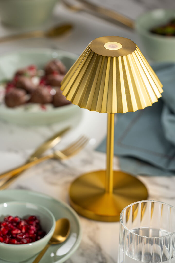 Set de 6 Lampes Rechargeables sans fil Aruba H23 cm - Dorée Brossé