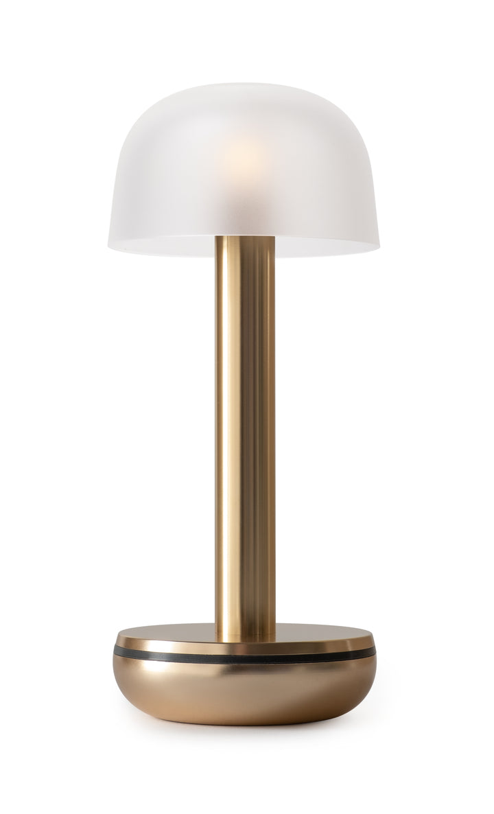 TWO  GOLD | ABATJOUR VERRE DEPOLI | LAMPE LED RECHARGEABLE