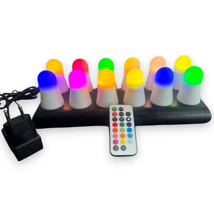 Set of  12 Super Bright Rechargeable LED Candles 