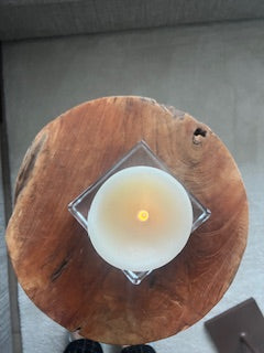 Photophore carré en verre épais- Socle en verre transparent pour bougie