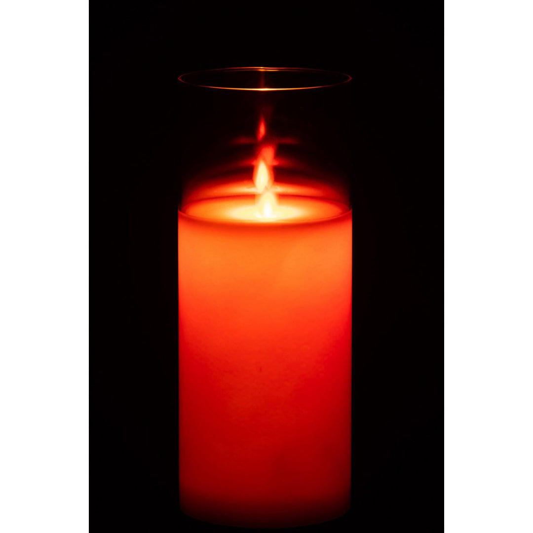 J-Line Bougeoir Verre Rouge avec Bougie Led G