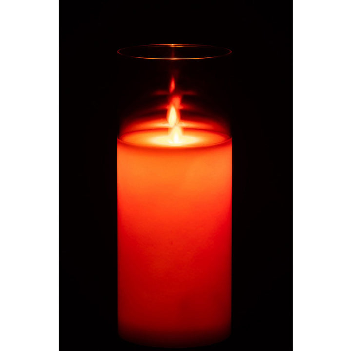 J-Line Bougeoir Verre Rouge avec Bougie Led G