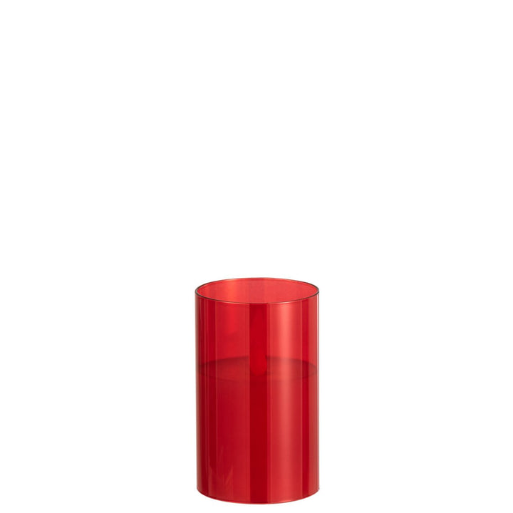J-Line Bougeoirs Verre Rouge avec Bougie Led Petit