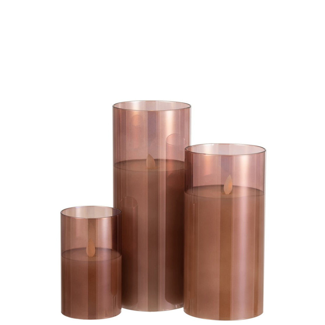 J-Line  PHOTOPHORES led brillante verre Marron 