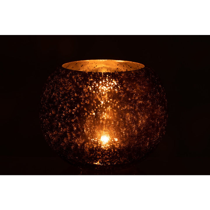 J-Line Photophore Boule Craquele Verre Effet Nacre Marron Large 2