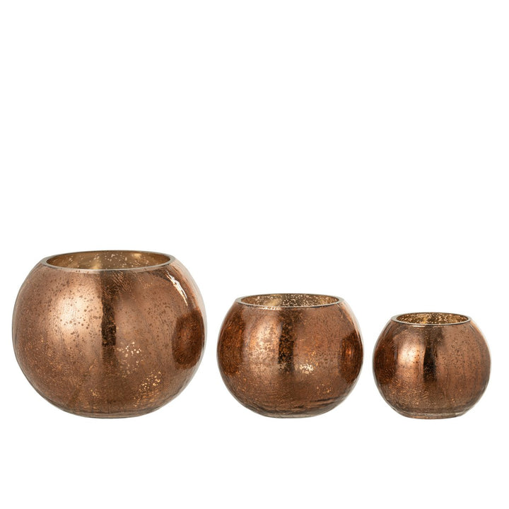 J-Line Photophore Boule Craquele Verre Effet Nacre Marron Large 4