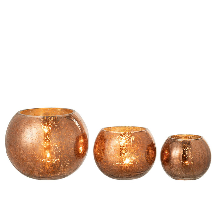 J-Line Photophore Boule Craquele Verre Effet Nacre Marron Large 5