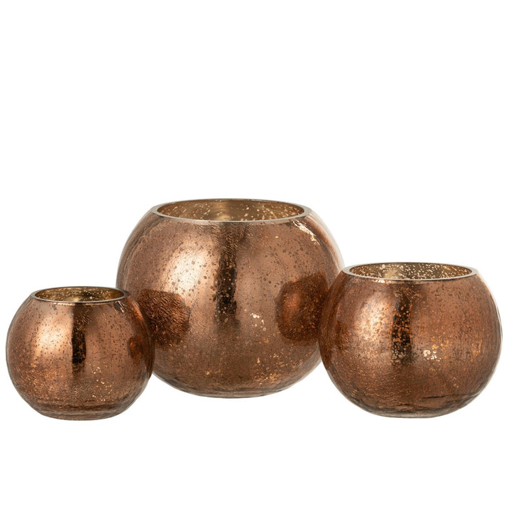 J-Line Photophore Boule Craquele Verre Effet Nacre Marron Large 8