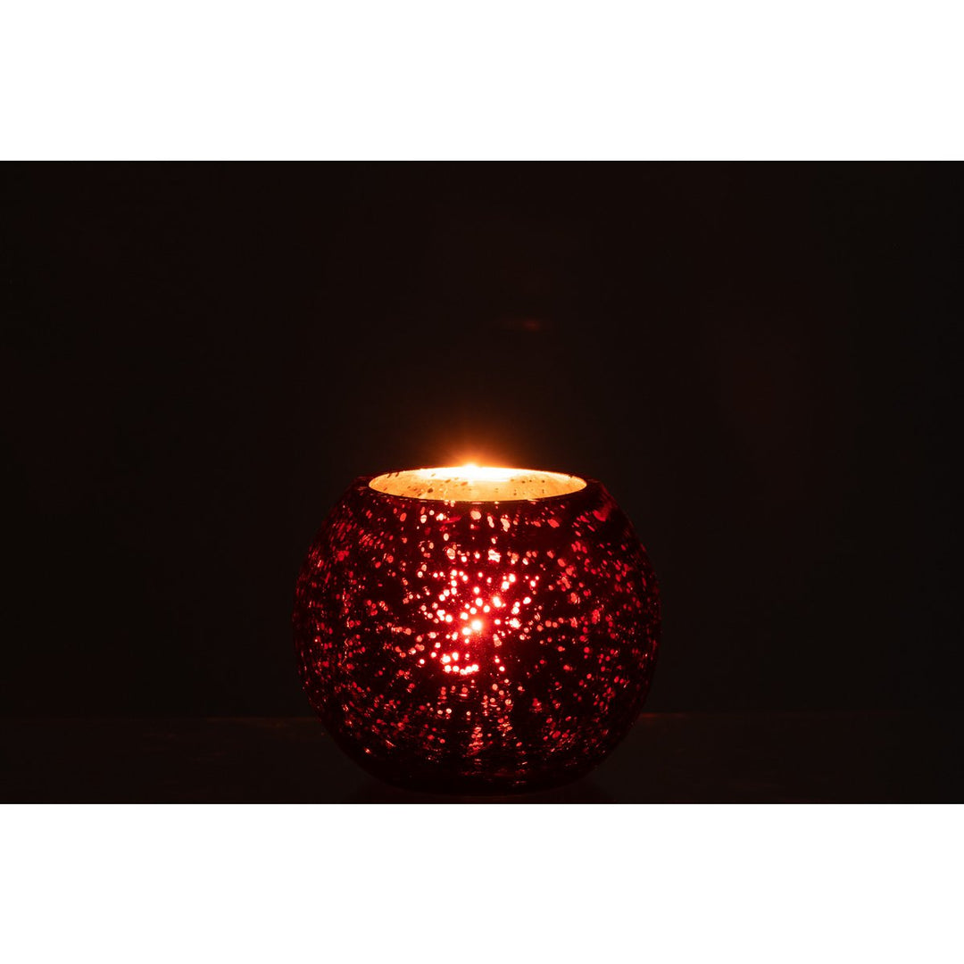 J-Line  Photophore Craquele Verre Nacre Rouge 