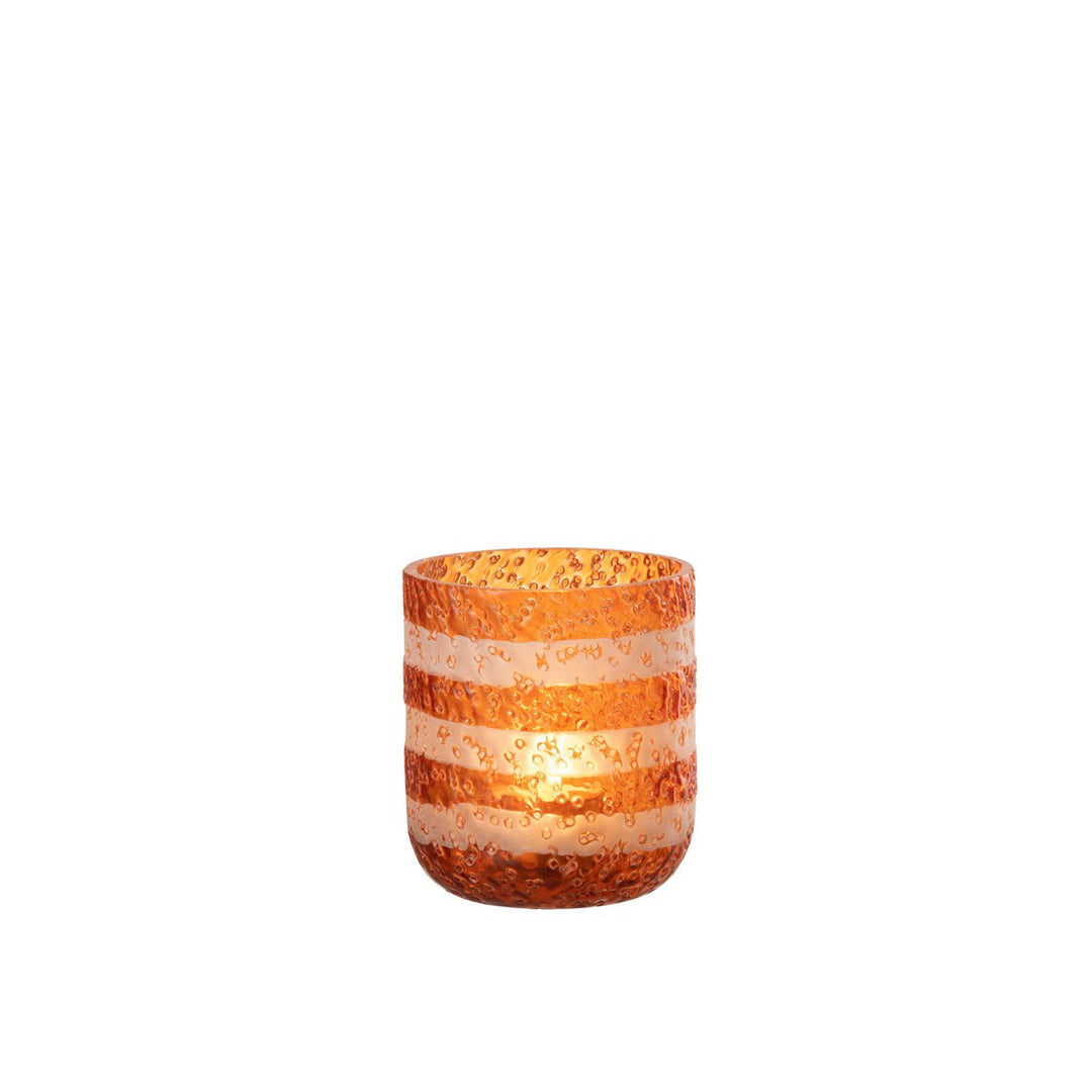  Photophore Rayés -Verre -Orange et Blanc