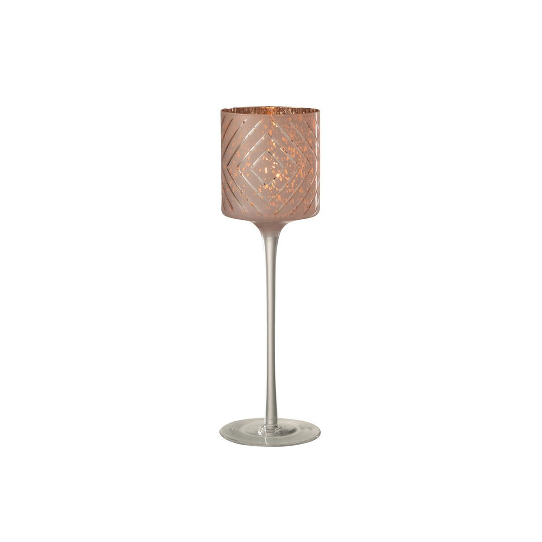 J-Line Photophore sur Pied Zigzag -Verre Saumon 