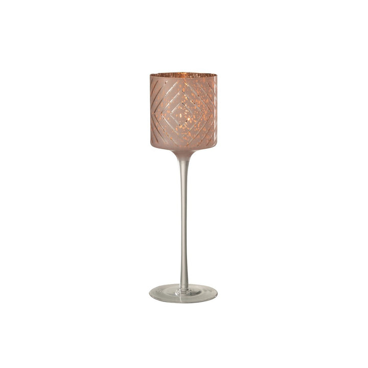 J-Line Photophore sur Pied Zigzag -Verre Saumon 