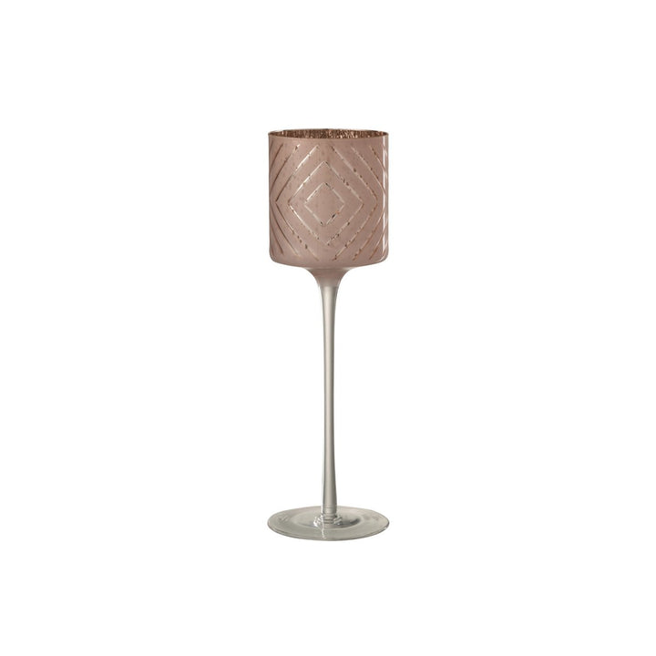 J-Line Photophore sur Pied Zigzag -Verre Saumon H30
