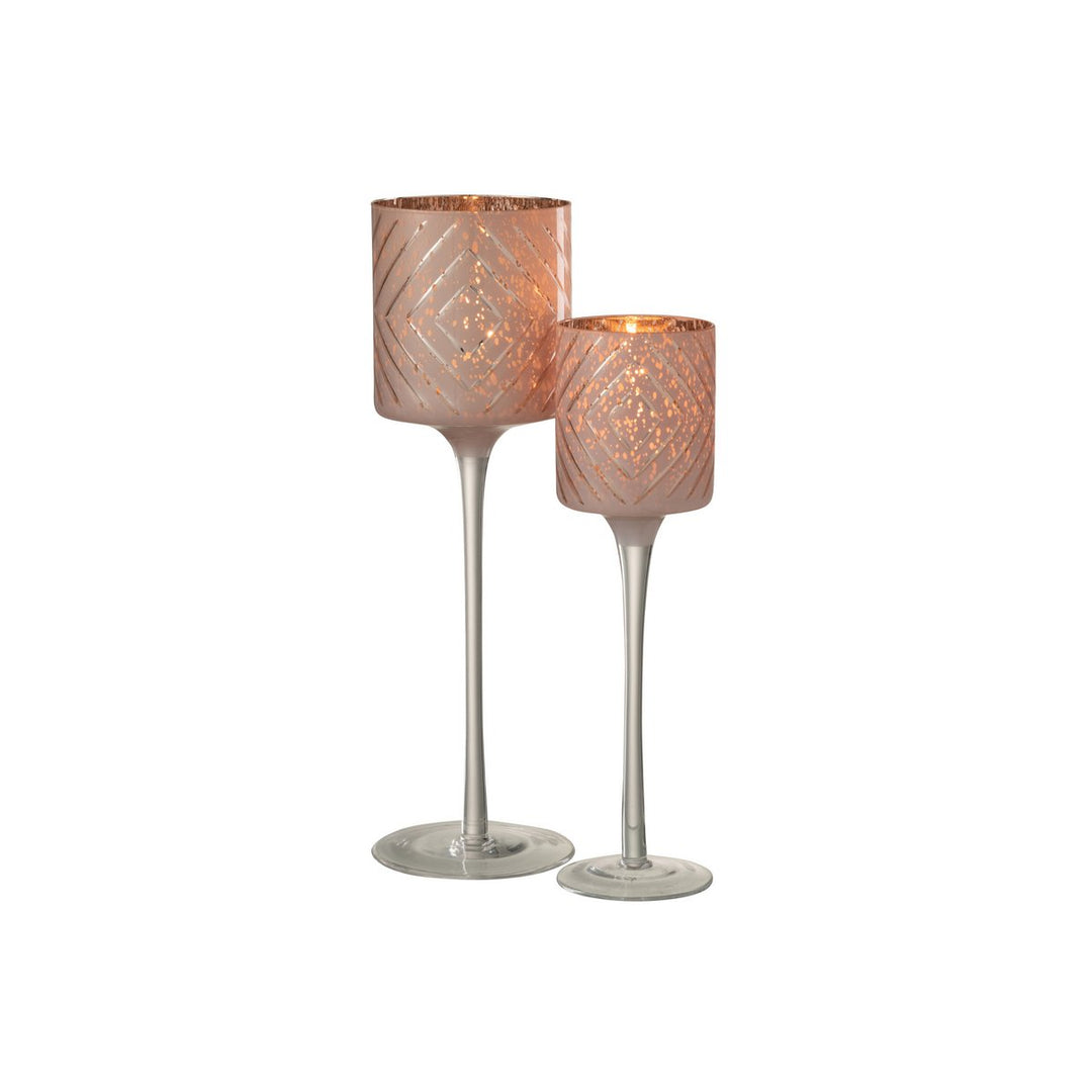 J-Line Photophores Pied Zigzag -Verre Saumon H30